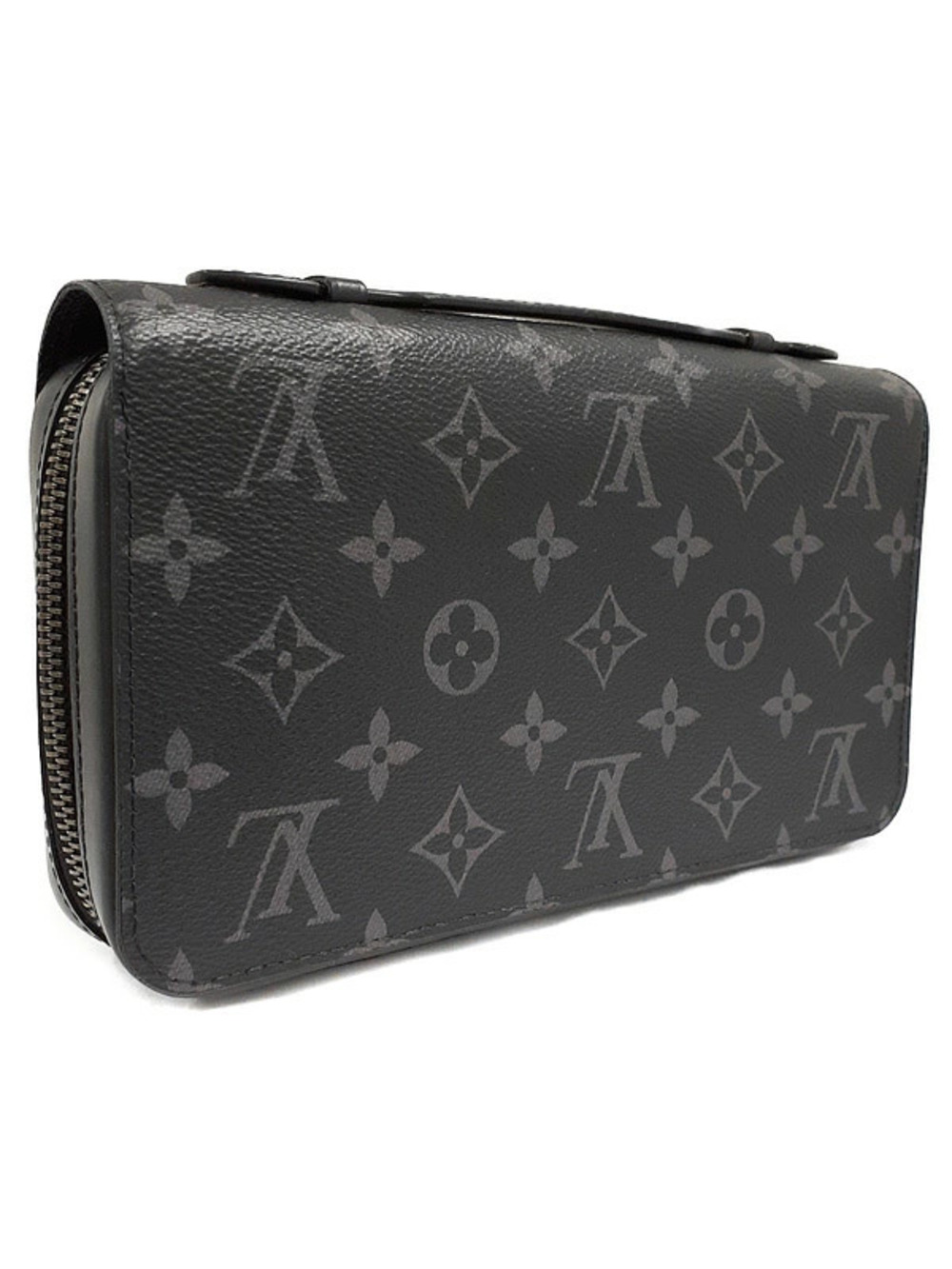Louis Vuitton Round Black Monogram Wallet Long Zipper Eclipse Zippy Black